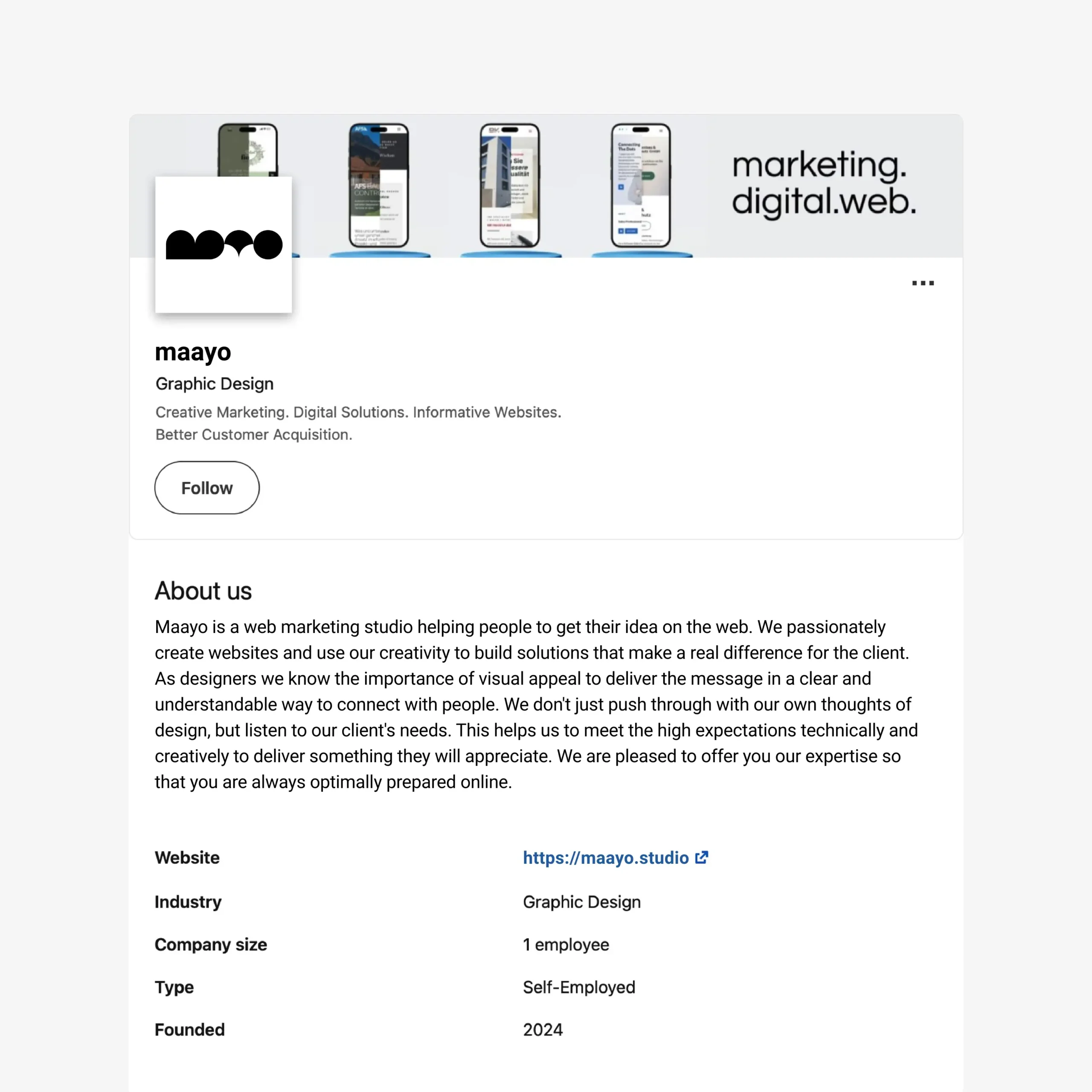 maayo studio linkedin seite